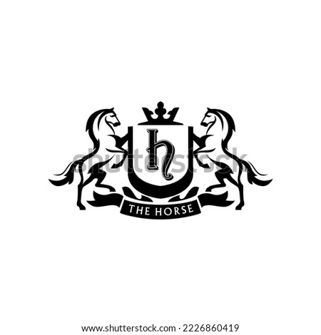 Heraldic Horse Equestrian Logo Template Vector 
