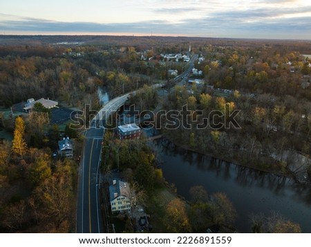 Aerial Drone Kingston and Princeton New Jersey Sunrise 