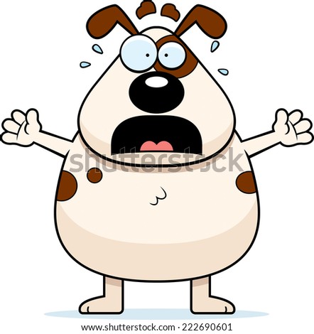 A cartoon illustration of a dog panicking.