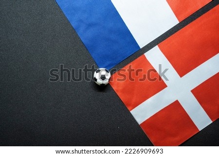 November 2022: France vs Denmark, Football match with national flags