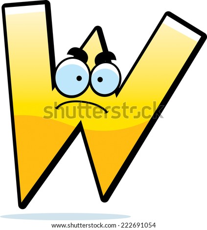 A cartoon illustration of a letter W with an angry expression.