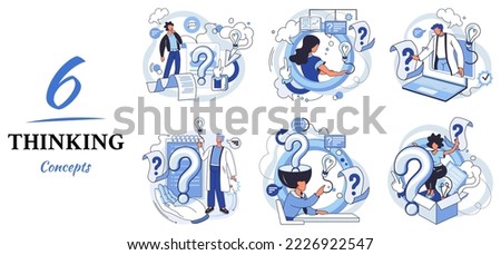 Problem solving metaphor, wondering or thinking, planning or pondering, with question mark. Creative thought idea. Brainstorming, idea and fantasy, motivation and inspiration, finding solution, answer