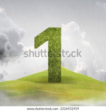Number One  Constructed with Grass Effect Isolated Nature Background