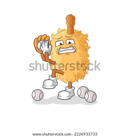 the feather duster baseball pitcher cartoon. cartoon mascot vector