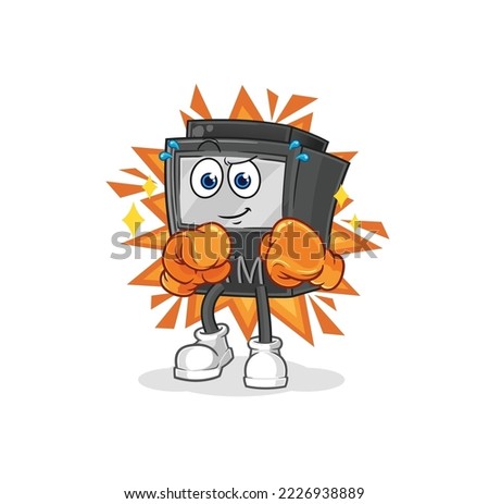 the ATM machine boxer character. cartoon mascot vector