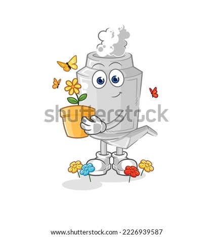the exhaust with a flower pot. character vector