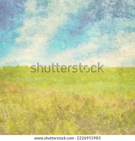 retro watercolor background, in the fields 