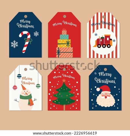 Set of different Christmas cards, invitations. Gifts in kraft paper, christmas tree, santa class and garlands. vector illustration Christmas and New Year celebration preparation decoration. 