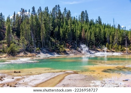Hot spring at Norris Basin.Yellowstone national park. USA. Royalty-Free Stock Photo #2226958727