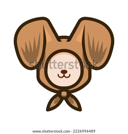 Dog ear face hoodie head icon on a white background. Vector illustration