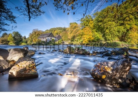 Panoramic image of the Wipperkotten close to the Wupper river during autumn, Solingen, Germany Royalty-Free Stock Photo #2227011435