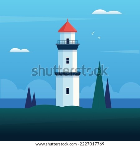 Landscape with lighthouse and sea