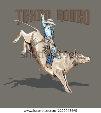 texas rodeo.Rodeo retro logo with cowboy horse rider silhouette. Wild west vintage rodeo badge. Vector illustration