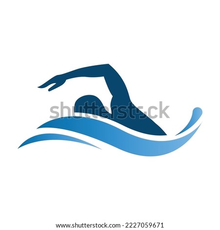 swimming man logo icon vector illustration emblem design Royalty-Free Stock Photo #2227059671