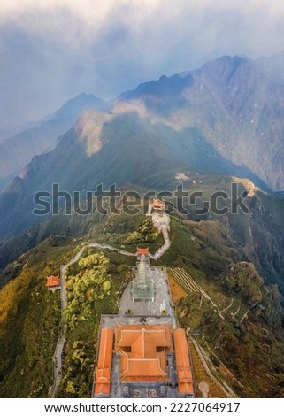 The Kim Son Bao Thang Pagoda at the top of Fansipan mountain 3143m is the highest in Vietnam. Sapa, Lao Cai