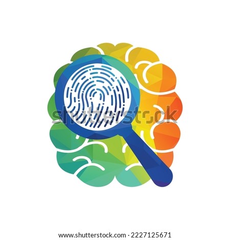 Magnifying Glass finding finger print in brain. Intelligence brain concept design. 