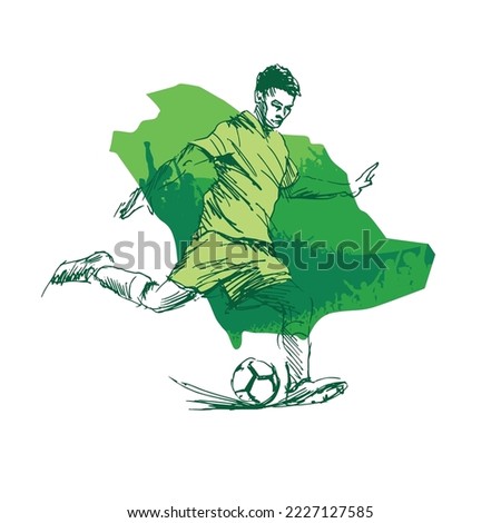 Saudi Arabia green map ,football team fans,template 6