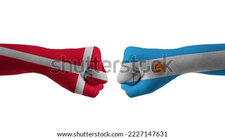 Argentina VS Denmark hand flag Man hands patterned football world cup