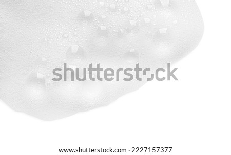Foam with many bubbles on white background, above view Royalty-Free Stock Photo #2227157377