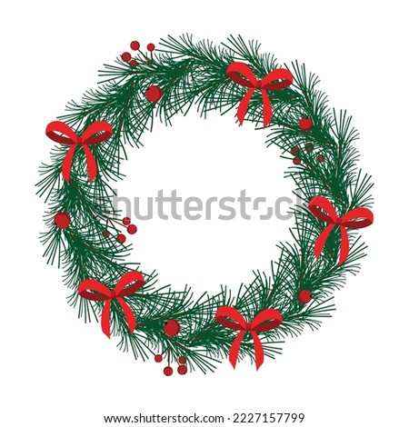 Realistic Christmas wreath. Object for decoration.
