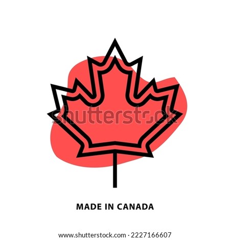 Made in Canada linear icon design for application or web design template. Vector line icon with blot shape background.