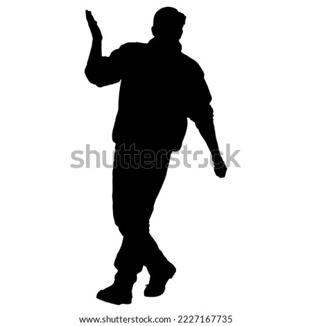 Vector silhouettes of men. Standing man shape. Black color on isolated white background. Graphic illustration. EPS10.