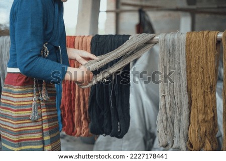 Thai silkworm cocoons and silk thread, colorful Thai silk threads