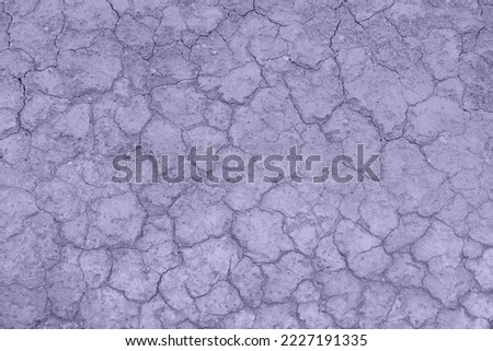 Digital Lavender Color of the Year 2023. Soil cracked texture background. Photo is toned of 2023 trendy color.