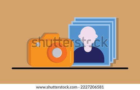 Camera vector flat style concept and photo size illustration.