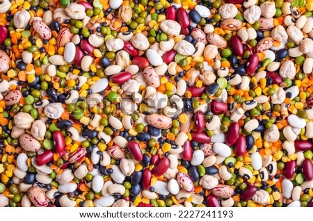 Mixed color pulses - legumes on a white background. Royalty-Free Stock Photo #2227241193