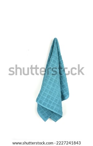 Everyday Solid Kitchen Towel in Teal Color Hanging View 100% Cotton Soft Absorbent Terry Cloth Royalty-Free Stock Photo #2227241843