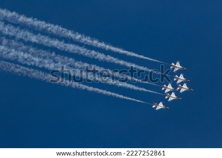 Air Force Thunderbirds flying at the 2022 Hill Air Force Base Warriors over Wasatch Air Show summer 2022 Royalty-Free Stock Photo #2227252861