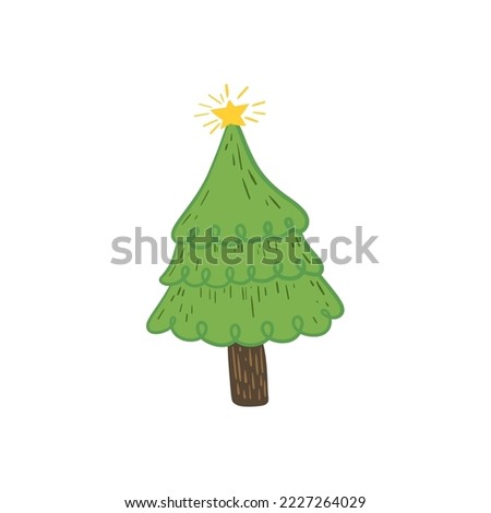 Christmas tree. New Year illustration. Vector icon.