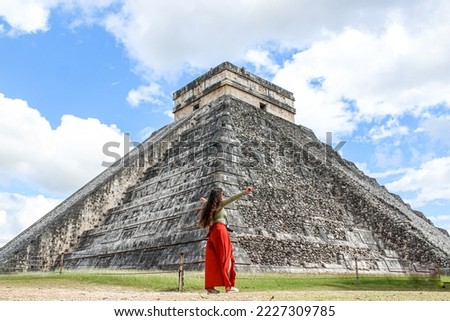 Tourist Girl enjoying Chichen Itzá Royalty-Free Stock Photo #2227309785
