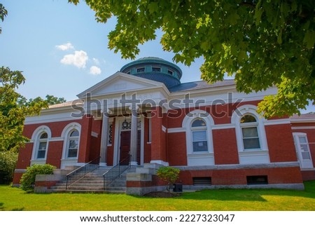 Adams Library was built in 1894 at 25 Boston Road in town center of Chelmsford, Massachusetts MA, USA. Now this building is Chelmsford Public Library. 