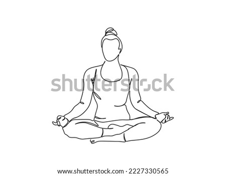 Yoga, Exercising Girl single-line art drawing continues line vector illustration