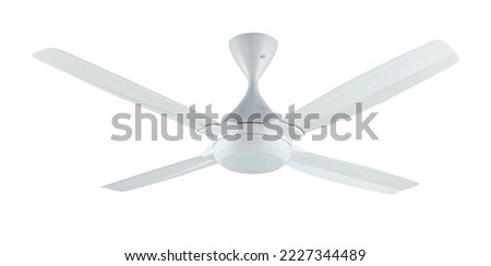 A ceiling fan is a mechanical fan, usually electrically powered, suspended from the ceiling of a room, that uses hub-mounted rotating blades to circulate air. Royalty-Free Stock Photo #2227344489