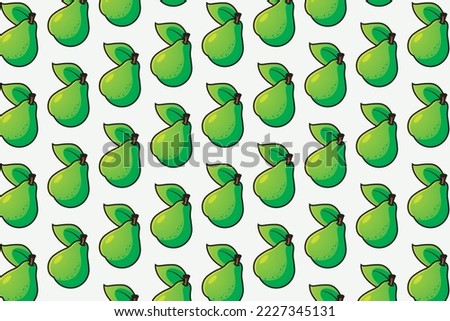 Set artistic seamless patterns abstract fruits.green pear fruit pattern