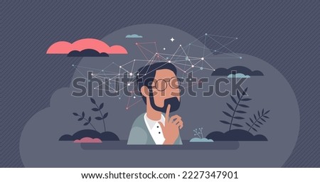 Mind psychology and mental development for logic skills tiny person concept. Education and knowledge for intellect potential vector illustration. Psychological neurology learning to understand brain. Royalty-Free Stock Photo #2227347901