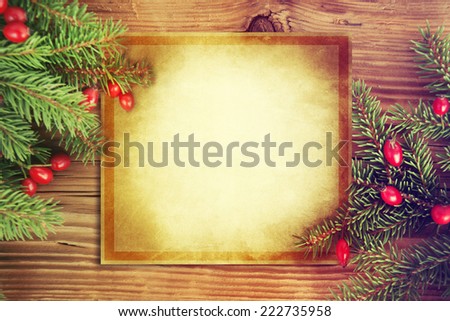 .Blank Old Paper with  Christmas decoration.