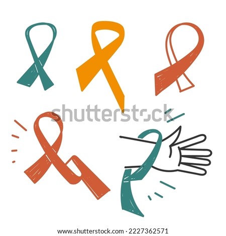 hand drawn doodle awareness ribbon illustration vector