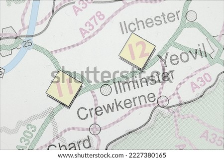Ilminster, United Kingdom atlas map town name - line drawing