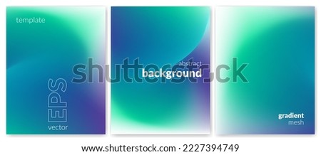 Abstract wavy liquid background. Gradient mesh. Variation set. Blue green saturated vivid color blend. Modern design template for posters, ad banners, brochures, flyers, covers, websites. Vector image Royalty-Free Stock Photo #2227394749