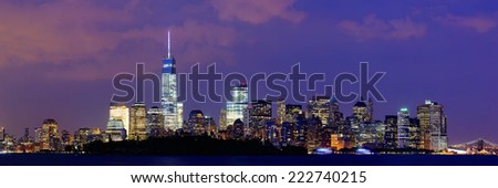 New York City at night with urban architectures