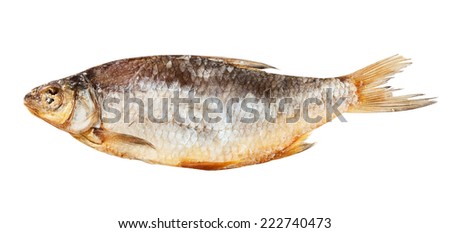 Dry fish isolated on white background. 