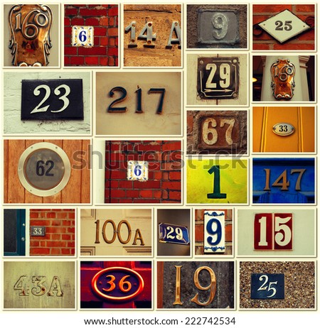   House numbers -Vintage Collage