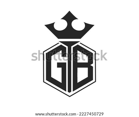 GB initial hexagon icon. with the crown on. logo design vector