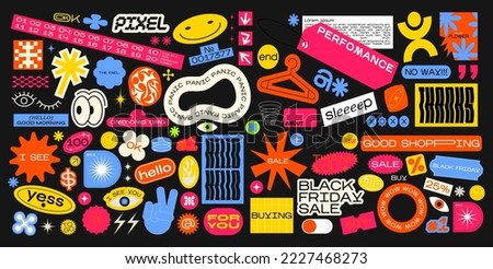Collection of various patches, labels, tags, stickers, stamps for shopping and packaging. discounts, new collection. Vector set, trendy promo labels	 Royalty-Free Stock Photo #2227468273