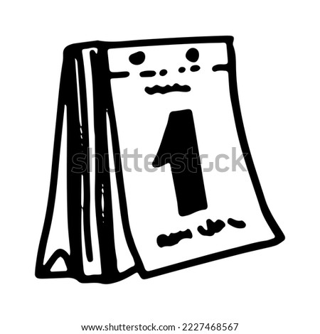 Doodle of tear-off calendar. Wall calendar sketch. Hand drawn vector illustration. Single outline clip art isolated on white.