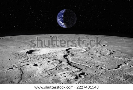 Crescent Earth Seen From The Moon's Surface "Elements of This NASA-Lawn Image"